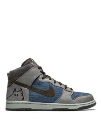 dunkelblaue bedruckte hohe Sneakers aus Segeltuch von Nike