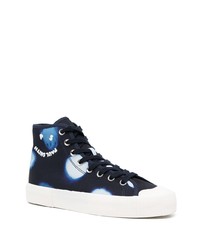 dunkelblaue bedruckte hohe Sneakers von PS Paul Smith