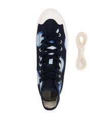 dunkelblaue bedruckte hohe Sneakers von PS Paul Smith