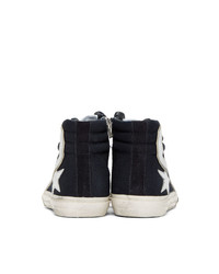 dunkelblaue bedruckte hohe Sneakers von Golden Goose