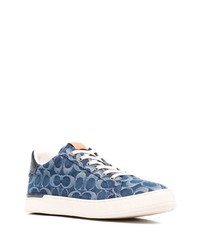 dunkelblaue bedruckte Jeans niedrige Sneakers von Coach