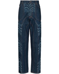 dunkelblaue bedruckte Jeans von Ahluwalia