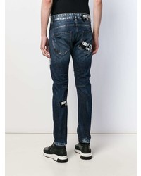 dunkelblaue bedruckte Jeans von Philipp Plein