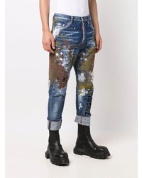 dunkelblaue bedruckte Jeans von DSQUARED2