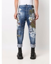 dunkelblaue bedruckte Jeans von DSQUARED2