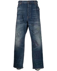 dunkelblaue bedruckte Jeans von Balenciaga