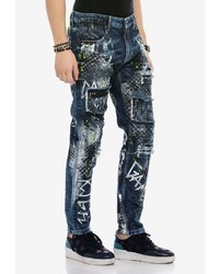 dunkelblaue bedruckte Jeans von Cipo & Baxx