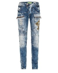 dunkelblaue bedruckte Jeans von Cipo & Baxx