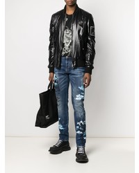 dunkelblaue bedruckte Jeans von Philipp Plein