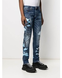 dunkelblaue bedruckte Jeans von Philipp Plein