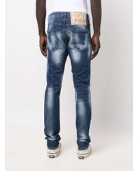 dunkelblaue bedruckte Jeans von Philipp Plein