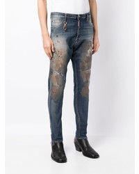 dunkelblaue bedruckte Jeans von DSQUARED2