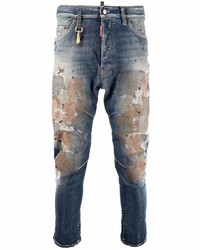 dunkelblaue bedruckte Jeans von DSQUARED2