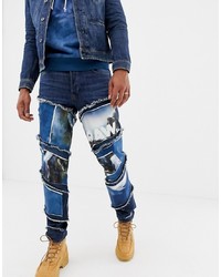 dunkelblaue bedruckte Jeans von G Star