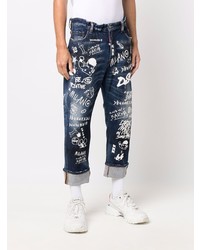 dunkelblaue bedruckte Jeans von DSQUARED2