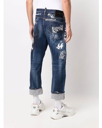 dunkelblaue bedruckte Jeans von DSQUARED2