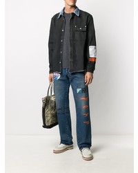 dunkelblaue bedruckte Jeans von Heron Preston