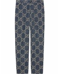dunkelblaue bedruckte Jeans von Gucci