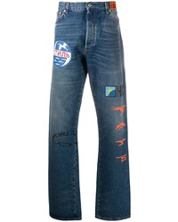 dunkelblaue bedruckte Jeans von Heron Preston