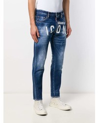 dunkelblaue bedruckte Jeans von DSQUARED2