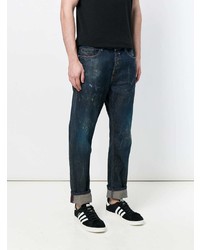 dunkelblaue bedruckte Jeans von Diesel