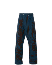 dunkelblaue bedruckte Jeans von JW Anderson