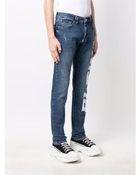 dunkelblaue bedruckte Jeans von Philipp Plein