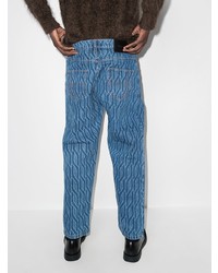 dunkelblaue bedruckte Jeans von Ahluwalia