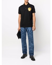 dunkelblaue bedruckte Jeans von Versace