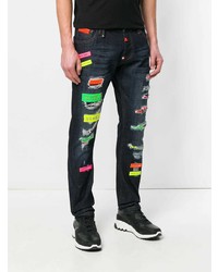 dunkelblaue bedruckte Jeans von Philipp Plein