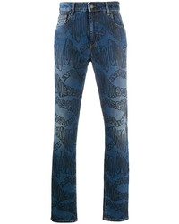 dunkelblaue bedruckte Jeans von Moschino