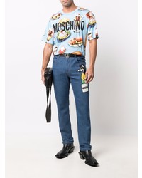 dunkelblaue bedruckte Jeans von Moschino