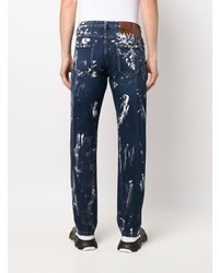 dunkelblaue bedruckte Jeans von Roberto Cavalli