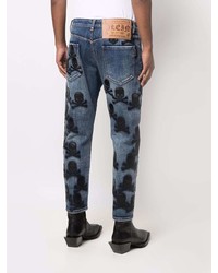 dunkelblaue bedruckte Jeans von Philipp Plein