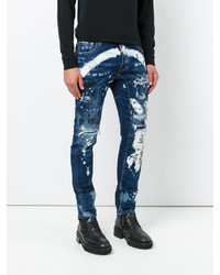 dunkelblaue bedruckte Jeans von DSQUARED2