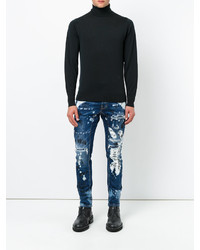 dunkelblaue bedruckte Jeans von DSQUARED2