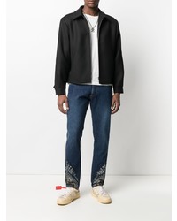 dunkelblaue bedruckte Jeans von Marcelo Burlon County of Milan