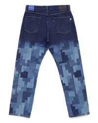dunkelblaue bedruckte Jeans von Marcelo Burlon County of Milan