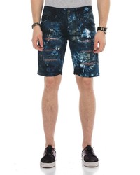 dunkelblaue bedruckte Jeansshorts von Cipo & Baxx