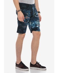 dunkelblaue bedruckte Jeansshorts von Cipo & Baxx