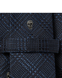 dunkelblaue bedruckte Krawatte von Alexander McQueen