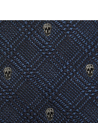 dunkelblaue bedruckte Krawatte von Alexander McQueen