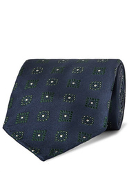 dunkelblaue bedruckte Krawatte von Drake's