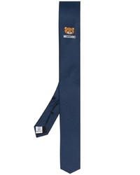 dunkelblaue bedruckte Krawatte von Moschino