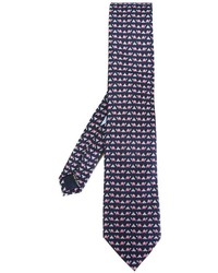 dunkelblaue bedruckte Krawatte von Salvatore Ferragamo
