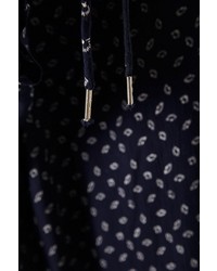 dunkelblaue bedruckte Kurzarmbluse von Soaked in Luxury