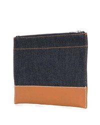 dunkelblaue bedruckte Leder Clutch Handtasche von A.P.C.