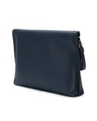 dunkelblaue bedruckte Leder Clutch Handtasche von Bally