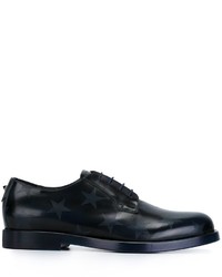 dunkelblaue bedruckte Leder Derby Schuhe von Valentino Garavani