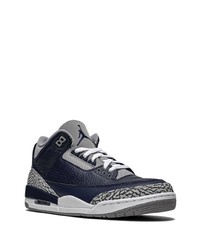 dunkelblaue bedruckte Leder niedrige Sneakers von Jordan